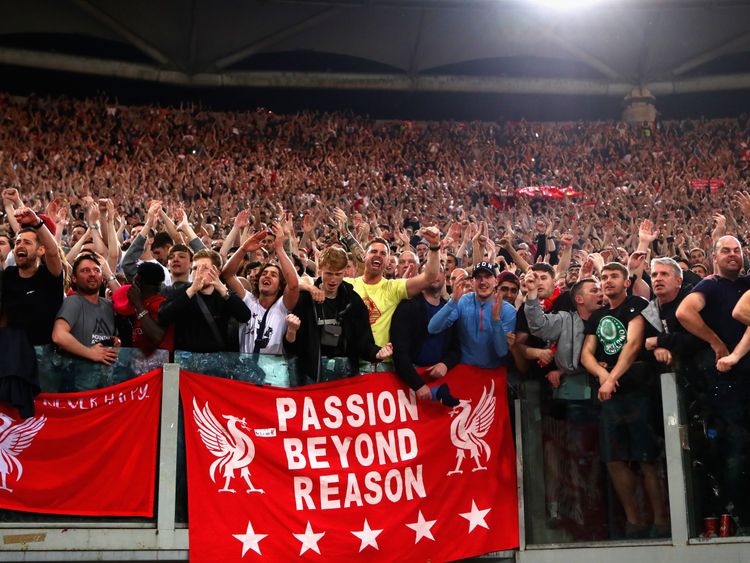 Hundreds of Liverpool fans made the trip to Roma to watch their side book a place in the Champions League final
