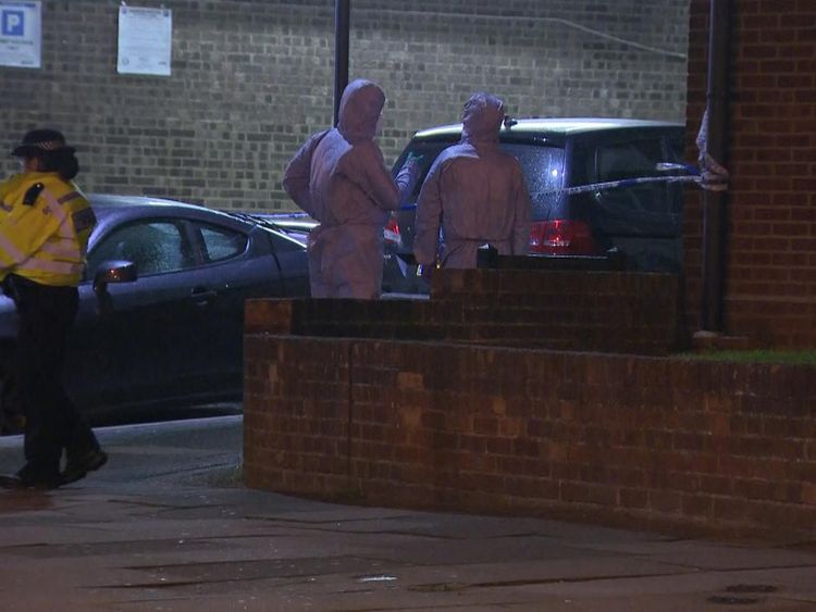 Forensics analysts worked through the night at the murder scene in Queensbury