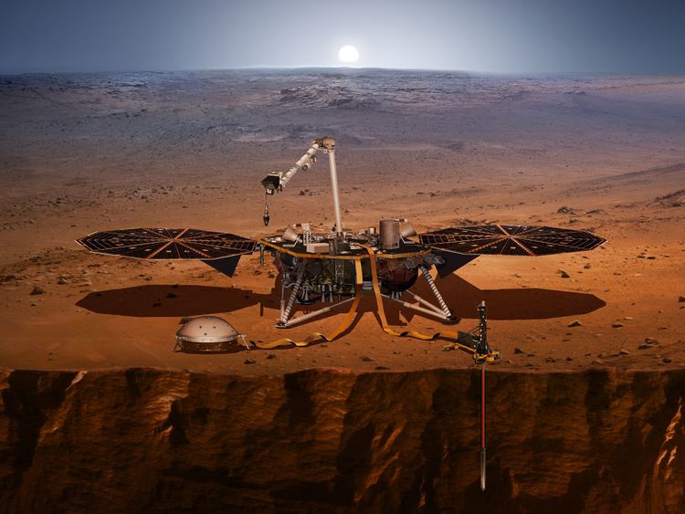 An artist's impression of the InSight Lander on Mars. Pic: NASA/JPL-CALTECH