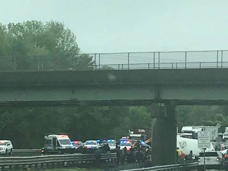 Emergency services at the scene of the crash