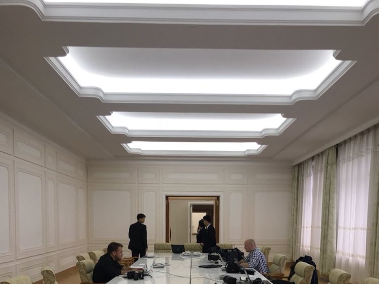 The reporters have been given a press room in a Wonsan hotel they are staying in. Pic: Tom Cheshire