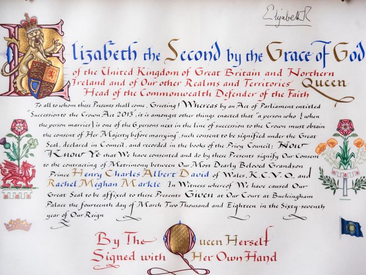 The Queen has approved the wedding of Prince Harry and Meghan Markle