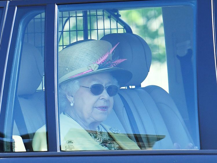 Queen Elizabeth leaves Windsor Castle the day after her grandson Prince Harry married Meghan