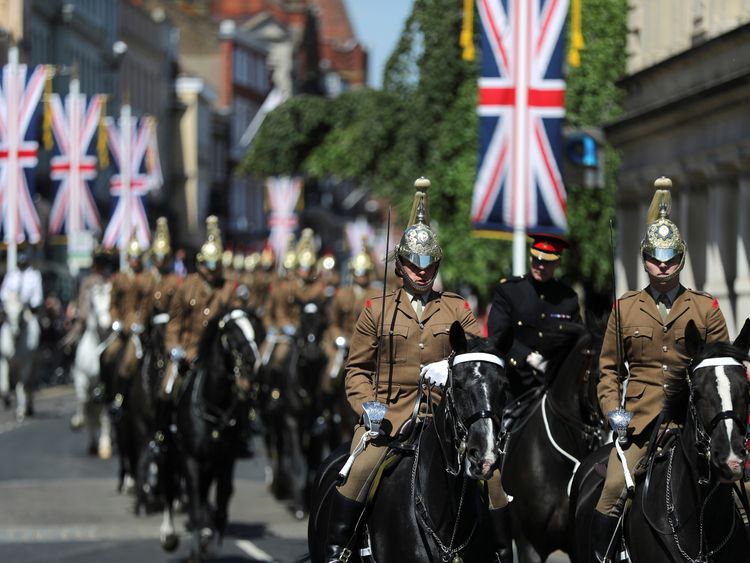 Military personnel takes part in rehearsals