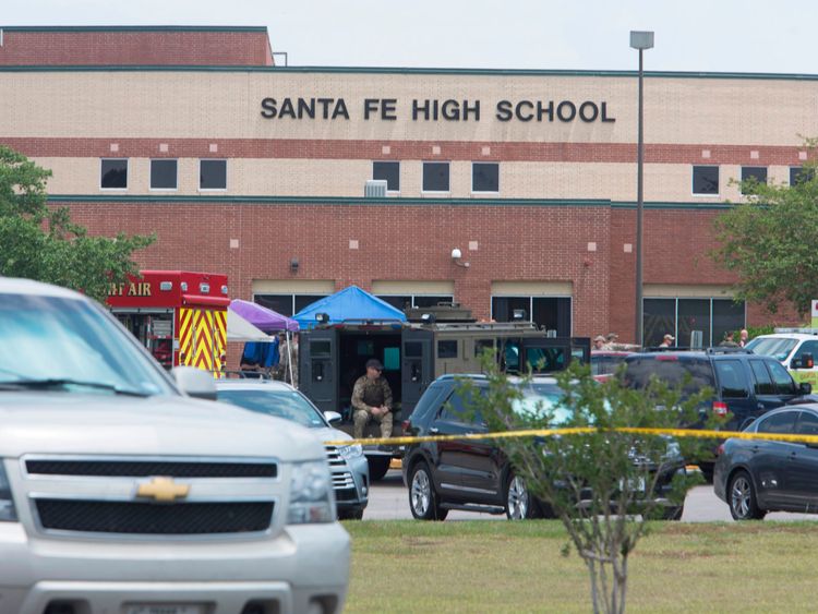 Emergency services crews outside the school