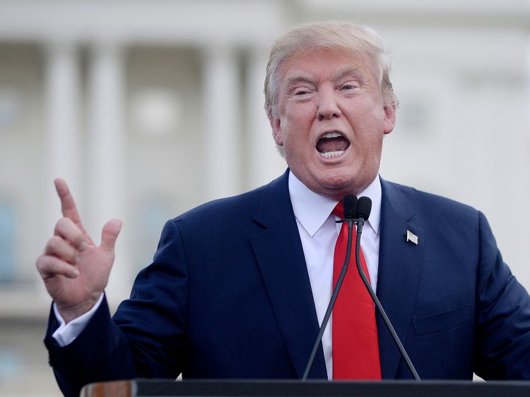 Donald Trump at rally in 2015 where he spoke out against the Iran deal