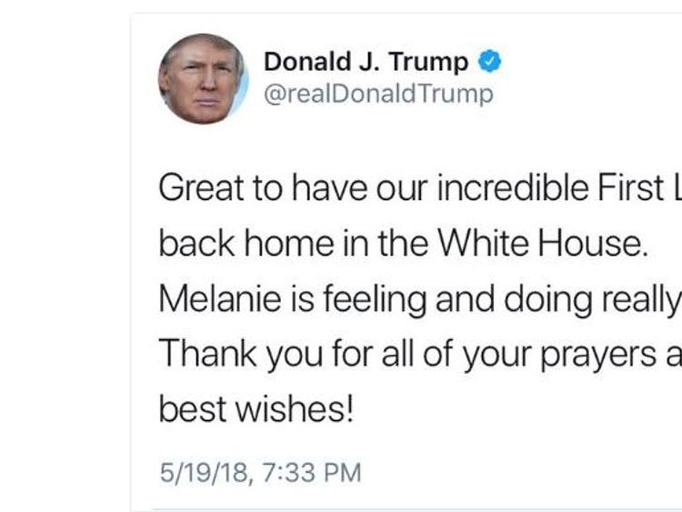 The Donald Trump tweet in which he calls his wife 'Melanie'