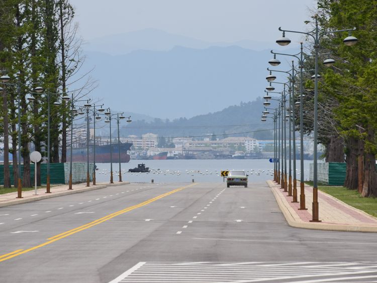 Entering Wonsan city in southeast North Korea