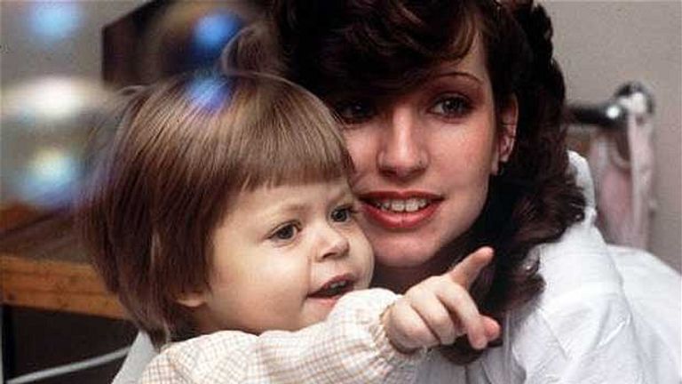 Benjamin Hardwick, two, with his mother Debbie in 1984
