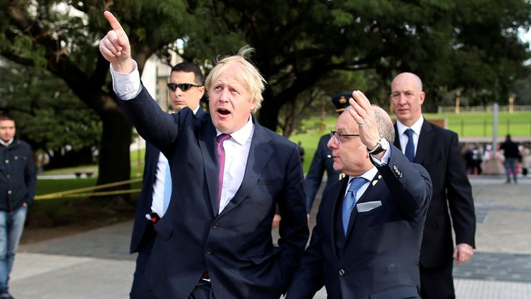 Foreign Secretary Boris Johnson and Argentine Foreign Minister Jorge Faurie