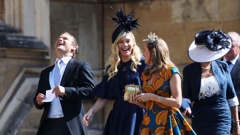 Prince Harry&#39;s former girlfriend Chelsy Davy arrives at the wedding