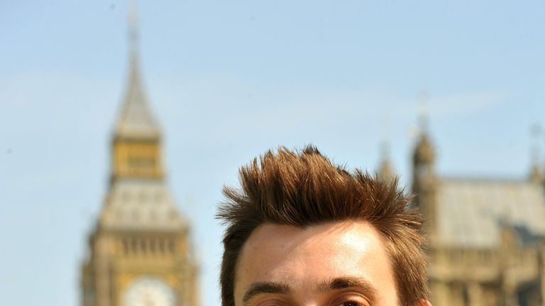 Gavin Shuker the MP for Luton South, outside the Houses of Parliament. 2010