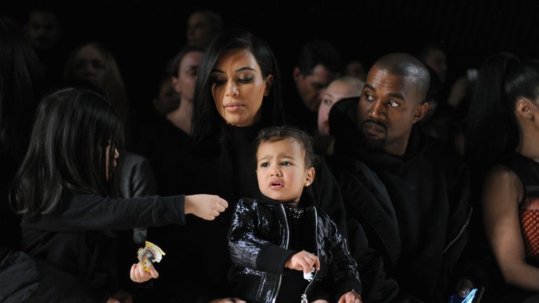 Kim Kardashian, her son and husband Kanye West