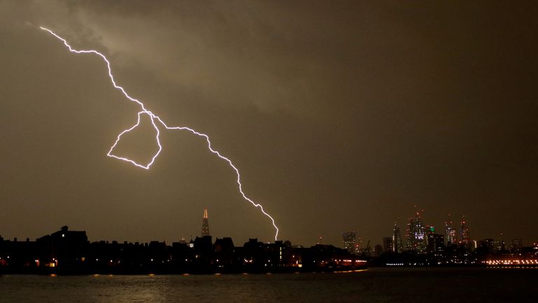 Lightning strikes over London, May 26, 2018