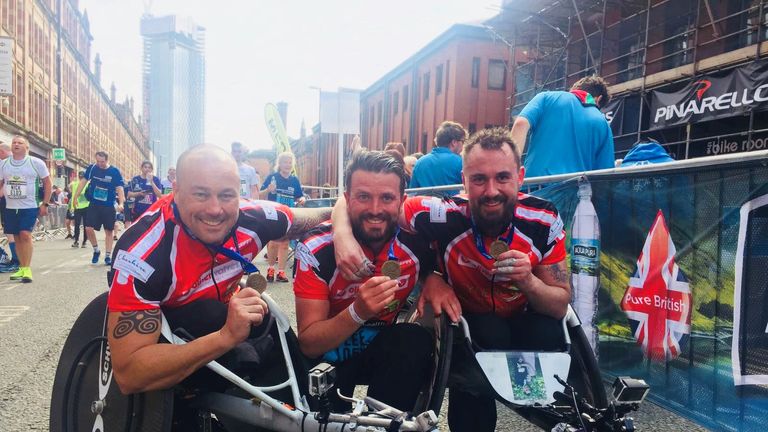 Martin (right) completed the Manchester 10k in 59 mins, two days before the one year anniversary of the attack