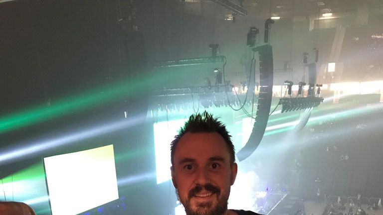 Martin at the reopening of the Manchester Arena, four months after being injured