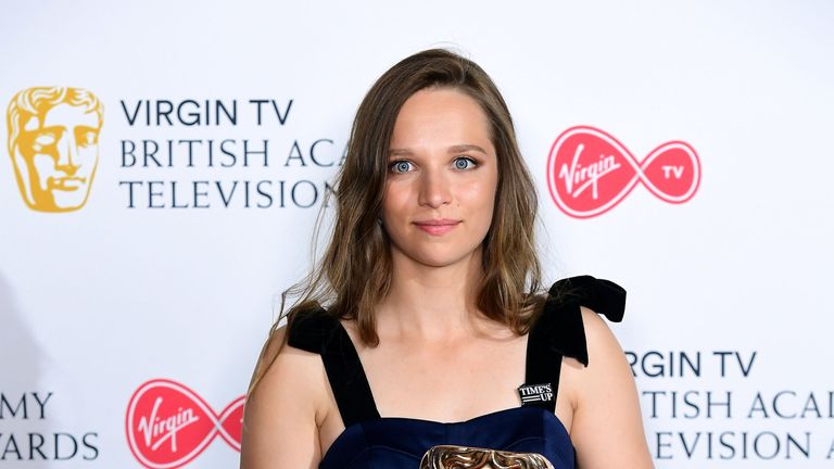 Molly Windsor with the Leading Actress award in the press room at the Virgin TV British Academy Television Awards 2018 held at the Royal Festival Hall, Southbank Centre, London. PRESS ASSOCIATION Photo. Picture date: Sunday May 13, 2018. See PA story SHOWBIZ Bafta. Photo credit should read: Ian West/PA Wire