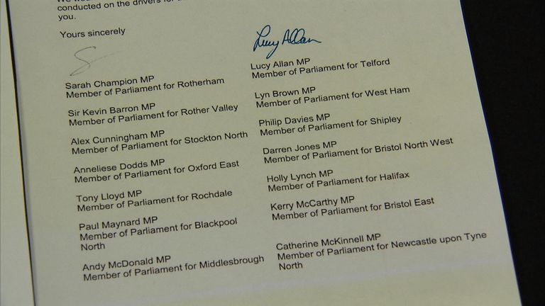 A group of cross-party MPs have signed the letter to Sajid Javid