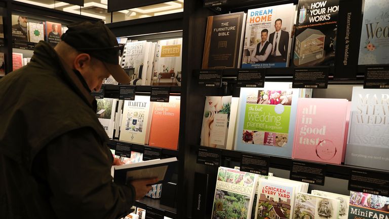 People shop in the newly opened Amazon Books on May 25, 2017 in New York City