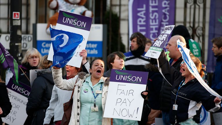 NHS workers went on strike over pay in November 2014