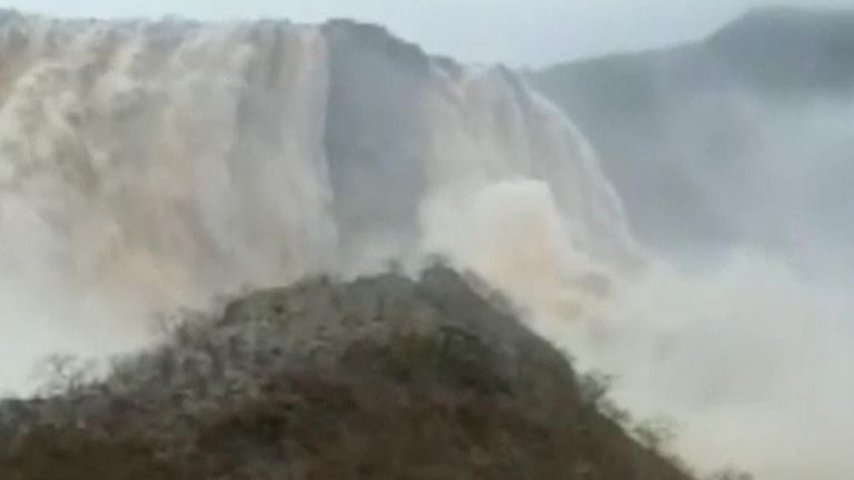 The Ain Garziz waterfall in southern Oman 