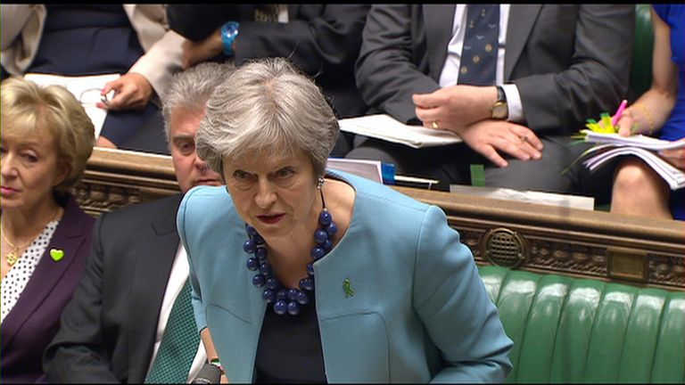 Prime Minister Theresa May answers questions from MPs