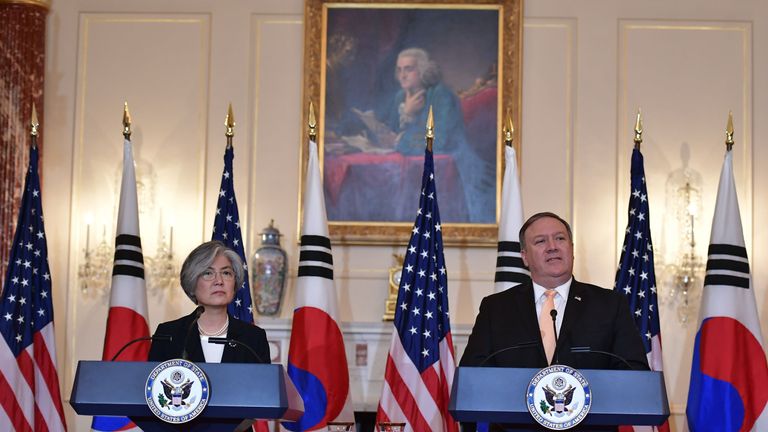 US Secretary of State Mike Pompeo and South Korea&#39;s Foreign Minister Kang Kyung-wha
