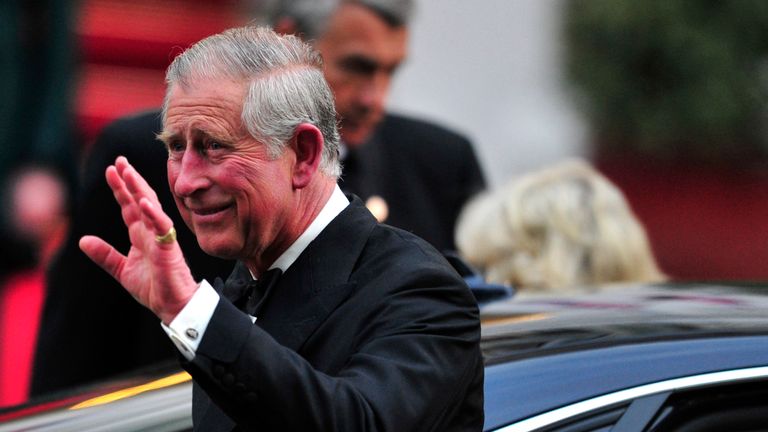 Prince Charles at a gala dinner hosted by Queen Elizabeth in London on the eve of Prince William and Kate Middleton&#39;s wedding