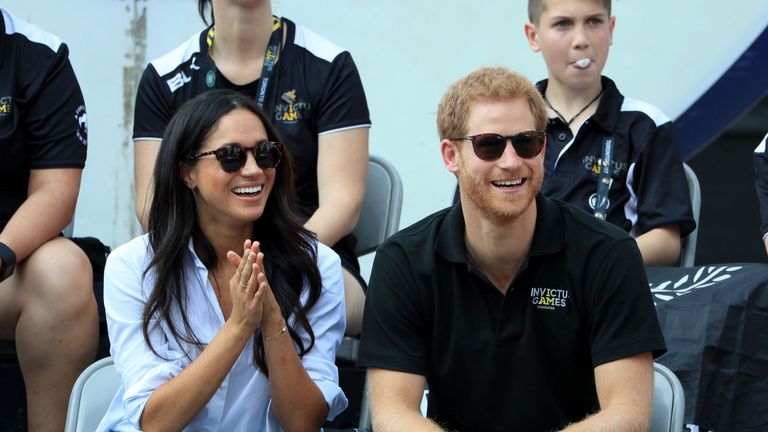 Prince Harry and Meghan Markle watch Wheelchair Tennis at the 2017 Invictus Games in Toronto, Canada        
