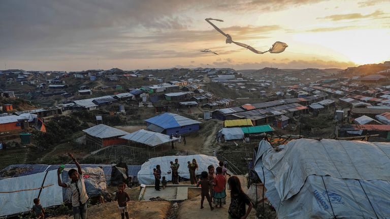 Refugees are seen at the Cox&#39;s Bazar refugee camp in Bangladesh, near Rakhine state, Myanmar, during...