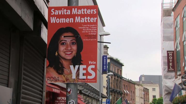 Savita&#39;s image features on Yes campaign posters