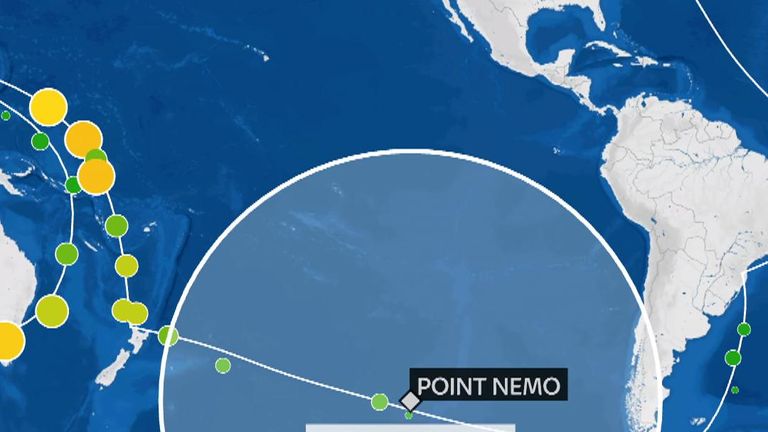 Point Nemo on a map