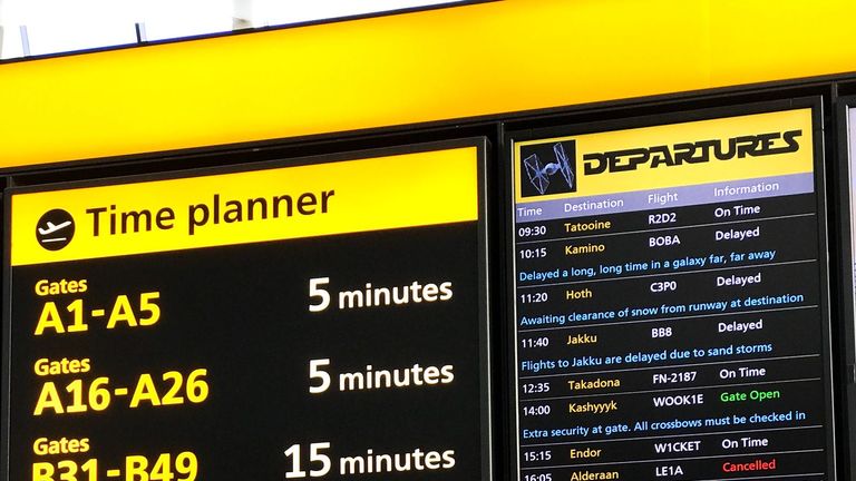 The departures board in Heathrow