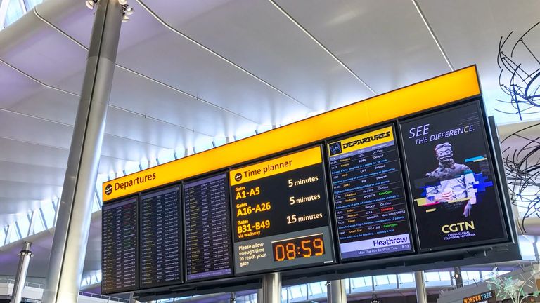 The Departures board at Heathrow