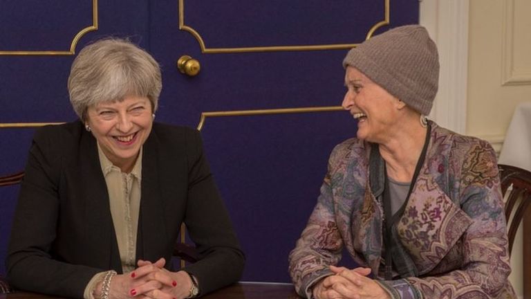 Theresa May with Baroness Jowell