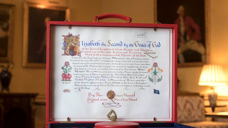The Instrument of Consent, which is the Queen&#39;s formal consent to Prince Harry&#39;s forthcoming marriage to Meghan Markle