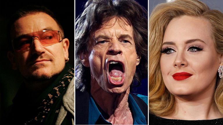 U2, Sir Mick and Adele all earned plenty of money in 2017