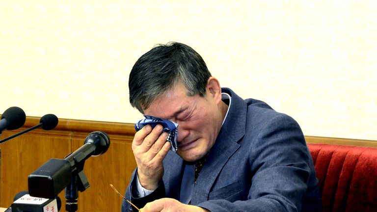 A photo of one of the men, Kim Dong Chul, issued by North Korea in 2016