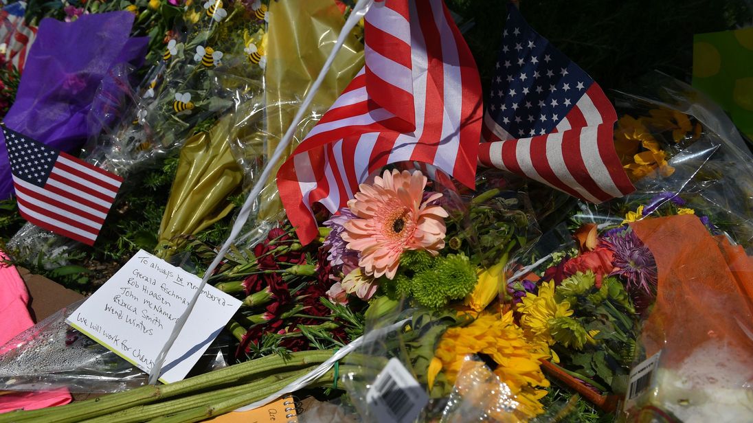 A makeshift memorial for the journalist killed at the Capital Gazette newspaper