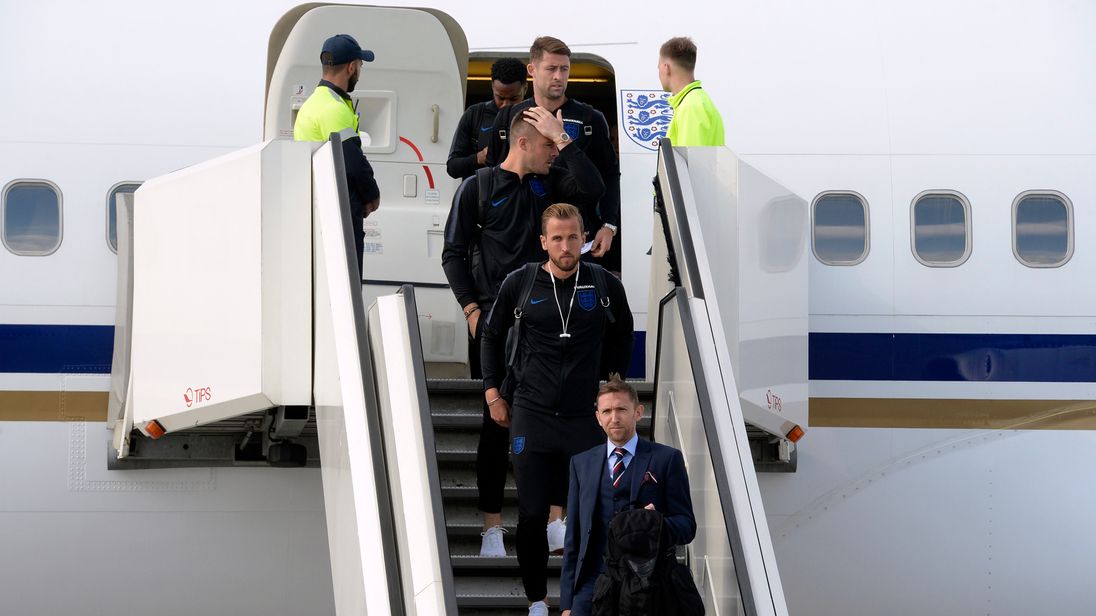 Image result for england national team arrive in russia