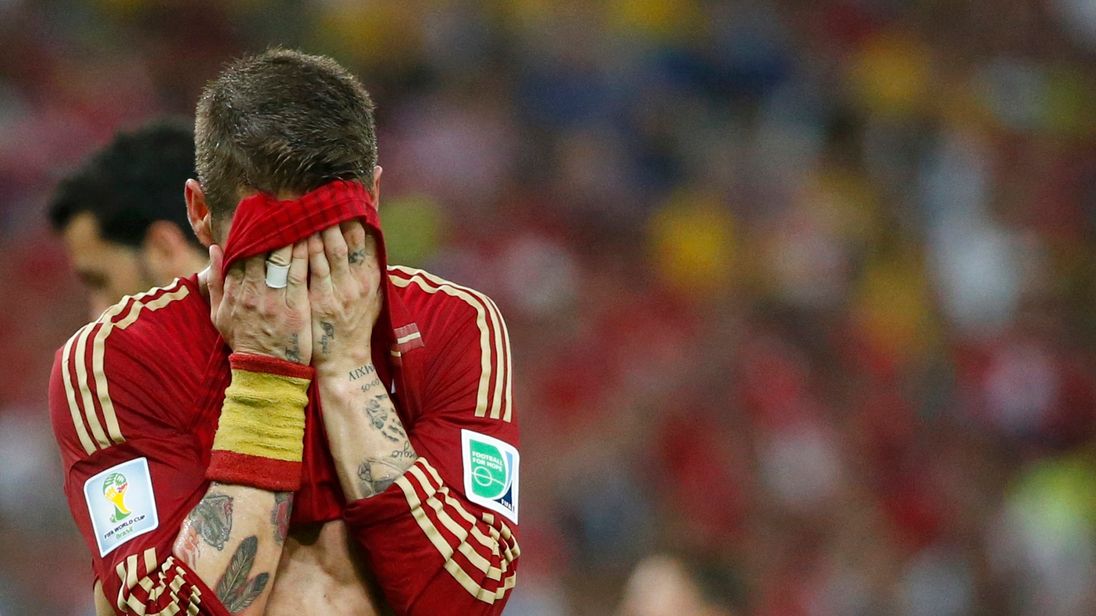 Sergio Ramos during Spain's 2014 World Cup match against Chile 