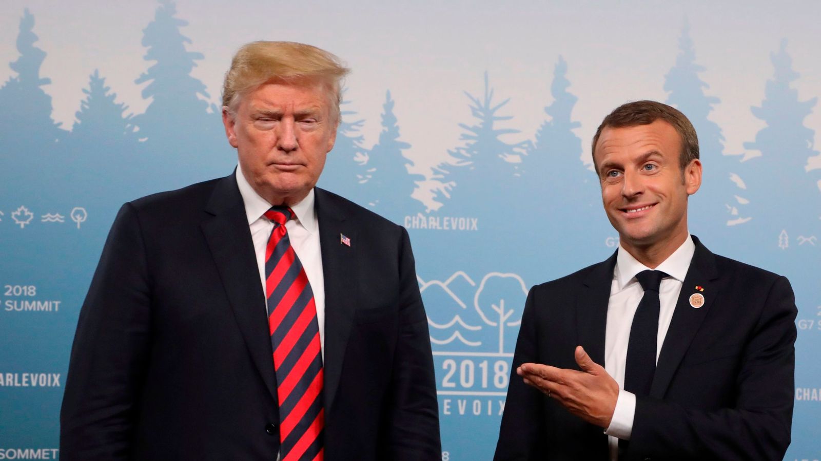 Donald Trump and Emmanuel Macron in frosty meeting after French leader ...