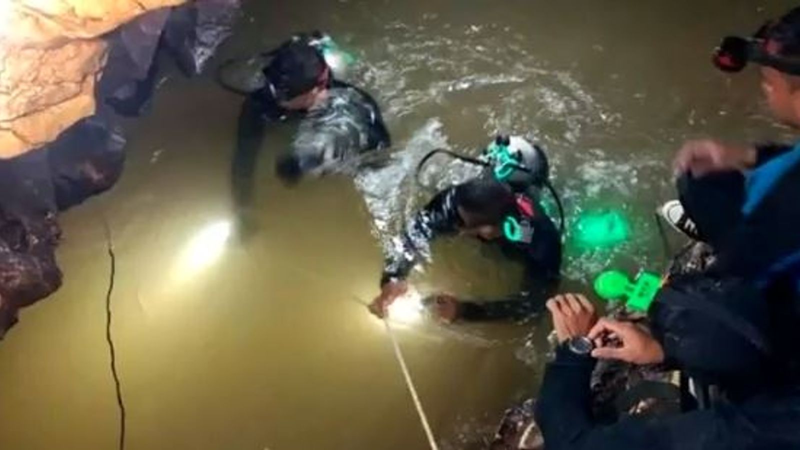 Thailand Cave Rescue Trapped Boys To Dive More Than 1 2 Miles Before   Skynews Thailand Cave Divers 4349572 