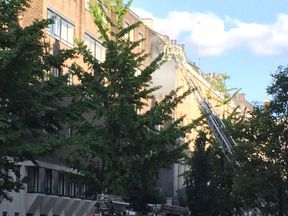 The London Fire Brigade was called to a blaze in Harley Street, London. Pic: Cyclist_London/Twitter