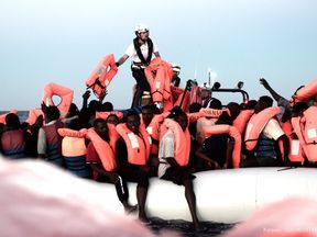 Italy&#39;s new interior minister Matteo Salvini on Sunday said Malta cannot continue "to look the other way" and urged it to open its ports to an NGO migrant rescue ship which is in the Mediterranean with hundreds of people on board. Credit: MSF / SOS Mediterranee 
