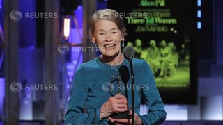 Glenda Jackson accepts the award for Best Performance by an Actress in a Leading Role in a Play for Three Tall Women