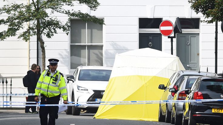 A forensic tent at the scene in Cathcart Road