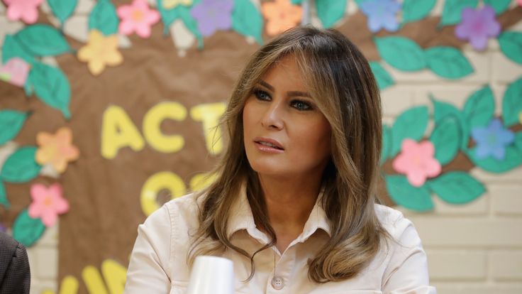 U.S. first lady Melania Trump participates in a round table discussion with agents and officials at the Ursula Border Patrol Processing Center June 21, 2018 in McAllen, Texas