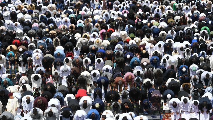 During Ramadan Muslims fast from sunrise to sunset