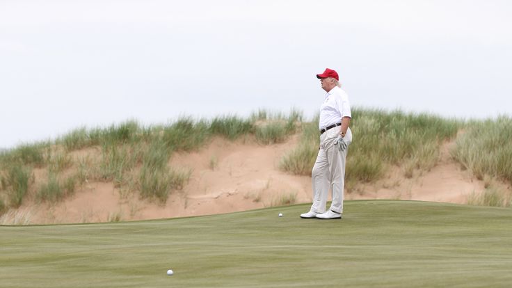 Donald Trump playing on his Scottish golf course in 2012